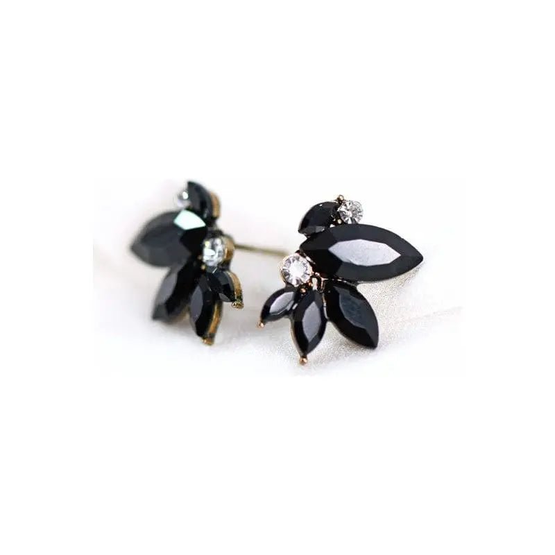 Small Black Crystal Stud Earrings - LECCE