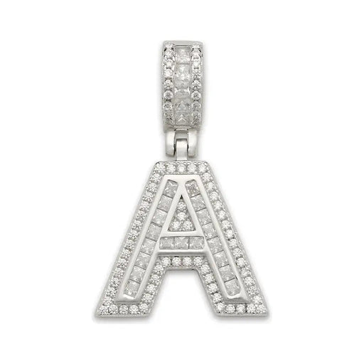 Small CZ Block Letter Pendant in .925 Sterling Silver - LECCE