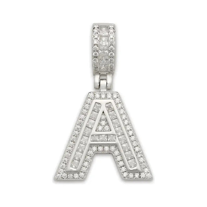 Small CZ Block Letter Pendant in .925 Sterling Silver - LECCE