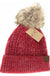 Soft Cuff Cable Knit Fur Pom C.C Beanie - LECCE
