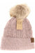 Soft Cuff Cable Knit Fur Pom C.C Beanie - LECCE