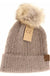 Soft Cuff Cable Knit Fur Pom C.C Beanie - LECCE