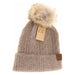 Soft Cuff Cable Knit Fur Pom C.C Beanie - LECCE