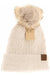 Soft Cuff Cable Knit Fur Pom C.C Beanie - LECCE