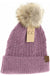 Soft Cuff Cable Knit Fur Pom C.C Beanie - LECCE
