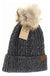 Soft Cuff Cable Knit Fur Pom C.C Beanie - LECCE