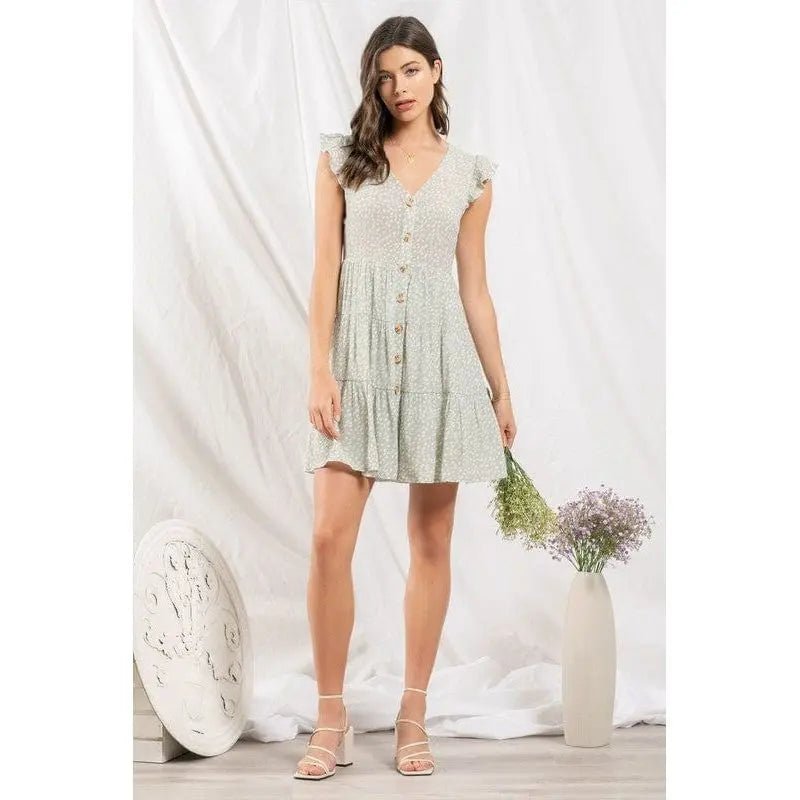 Speckled button up mini dress - LECCE