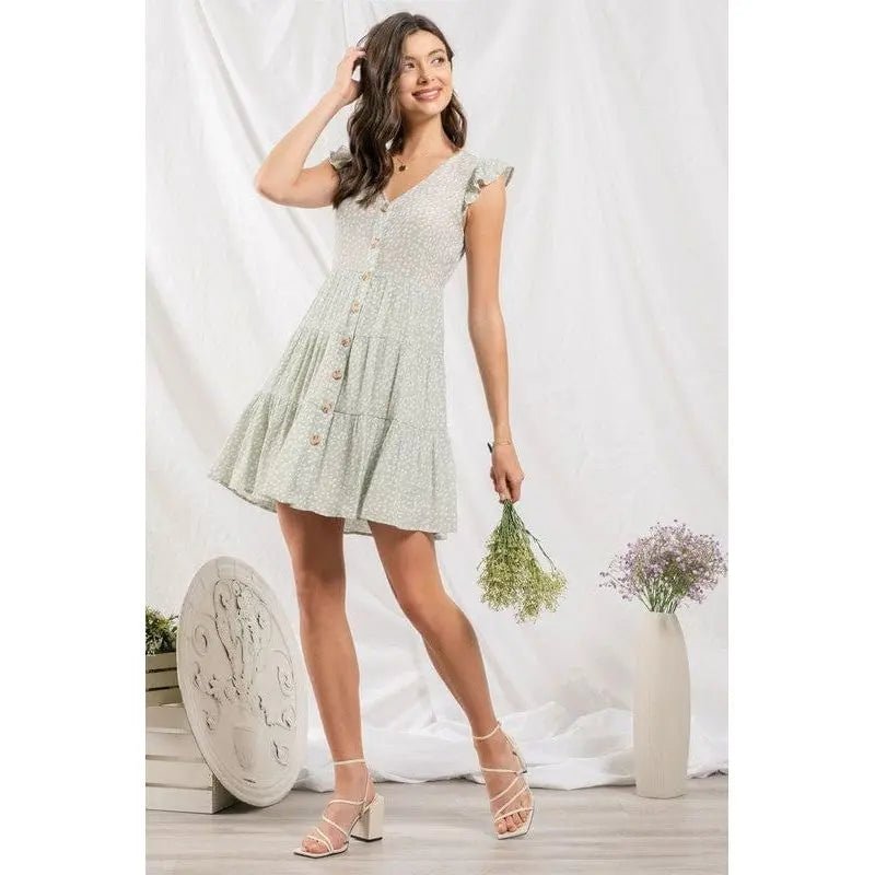Speckled button up mini dress - LECCE