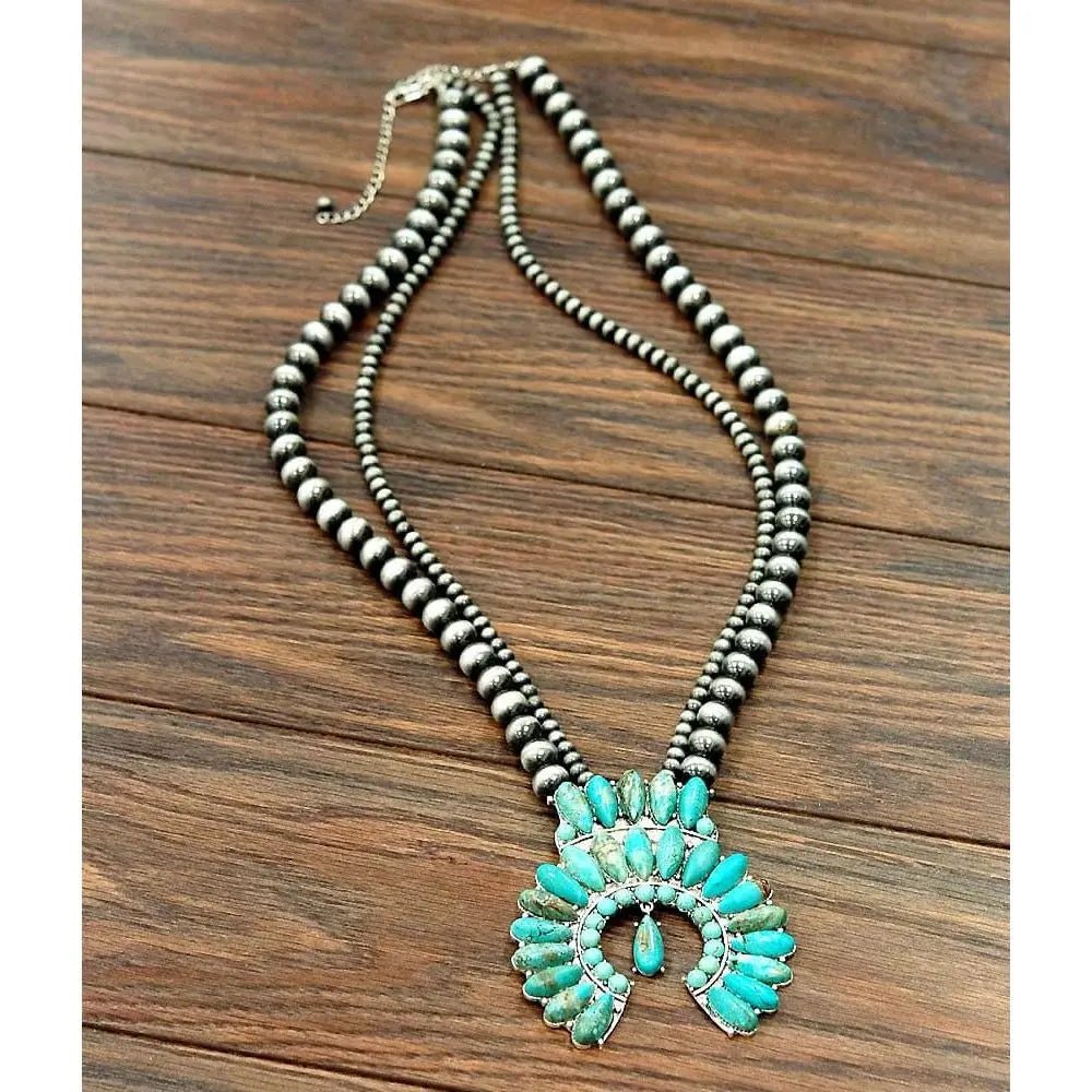 Squash Blossom Turquoise Necklace - LECCE