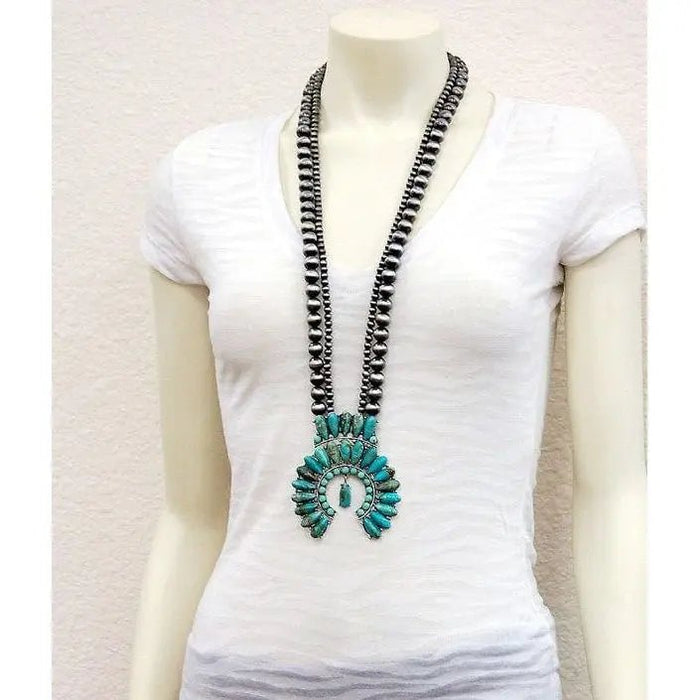 Squash Blossom Turquoise Necklace - LECCE