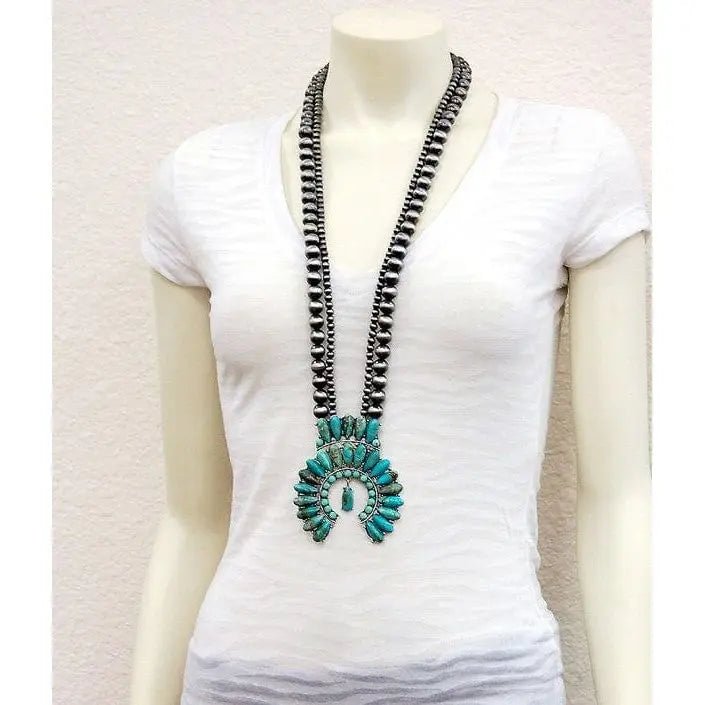 Squash Blossom Turquoise Necklace - LECCE