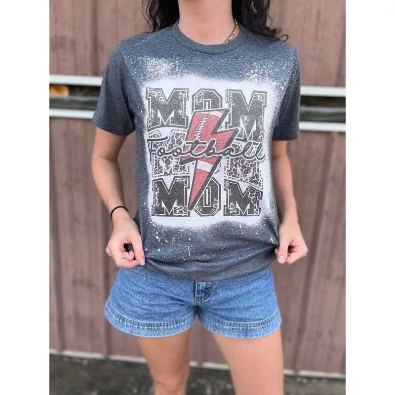 Stacked Football Mama Bleach T-shirt - LECCE