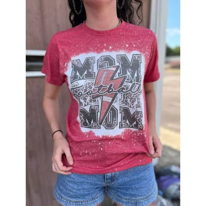 Stacked Football Mama Bleach T-shirt - LECCE