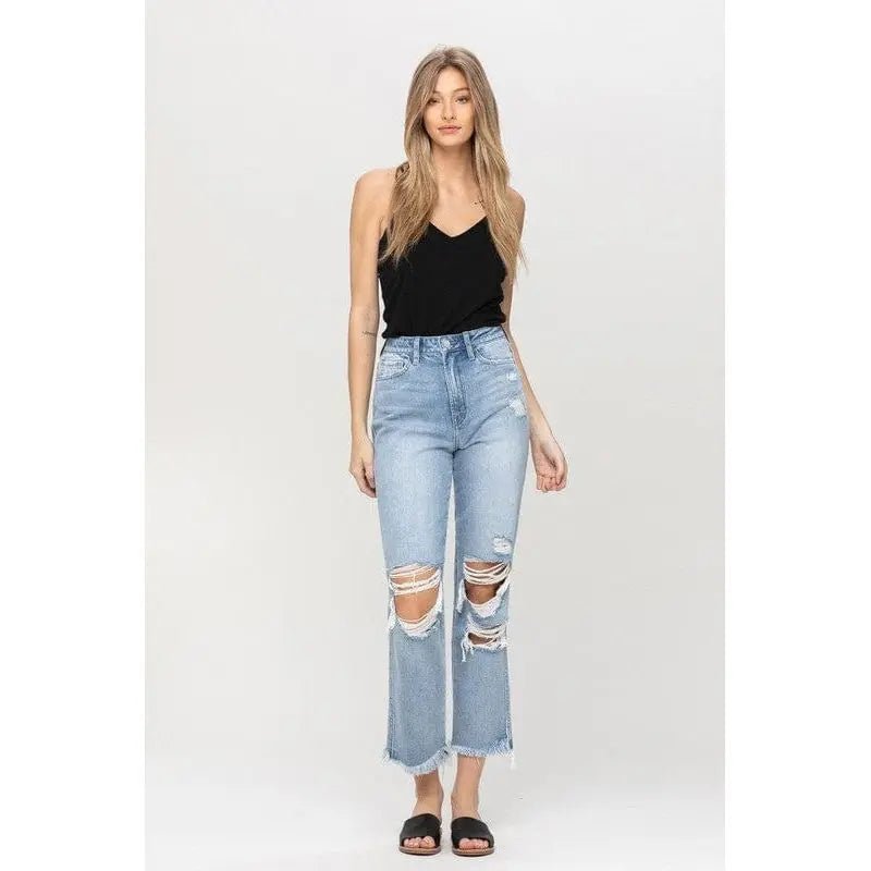 Super high rise distressed relaxed straight - LECCE