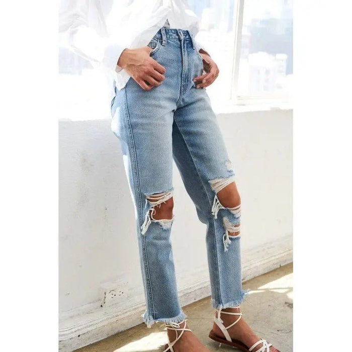 Super high rise distressed relaxed straight - LECCE