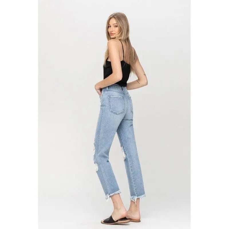 Super high rise distressed relaxed straight - LECCE