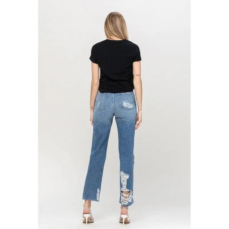 Super high rise tattered ankle straight - LECCE