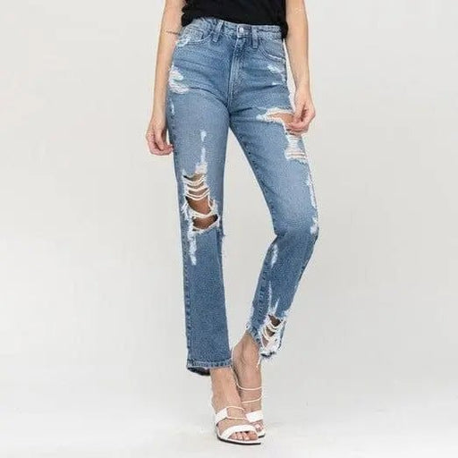 Super high rise tattered ankle straight - LECCE