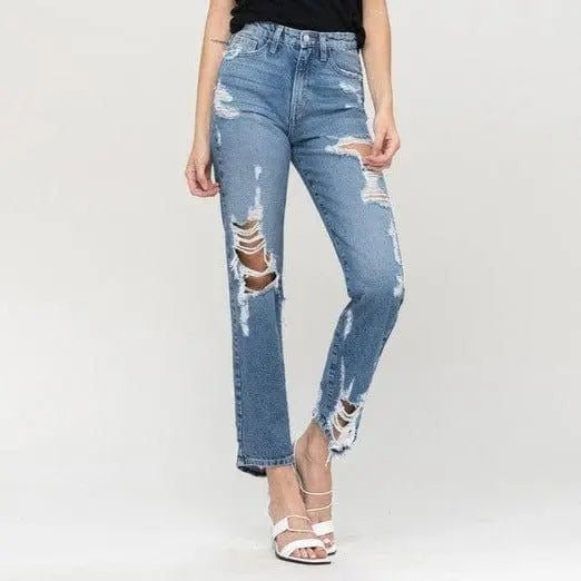 Super high rise tattered ankle straight - LECCE
