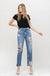 Super high rise tattered ankle straight - LECCE