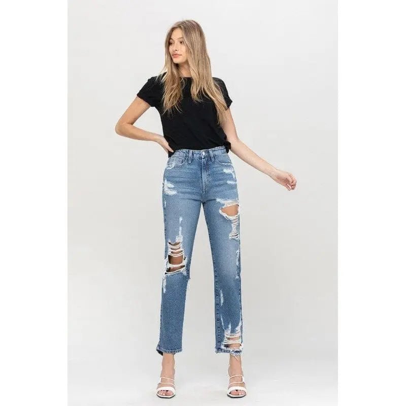 Super high rise tattered ankle straight - LECCE