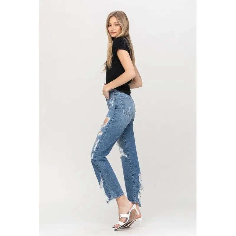 Super high rise tattered ankle straight - LECCE