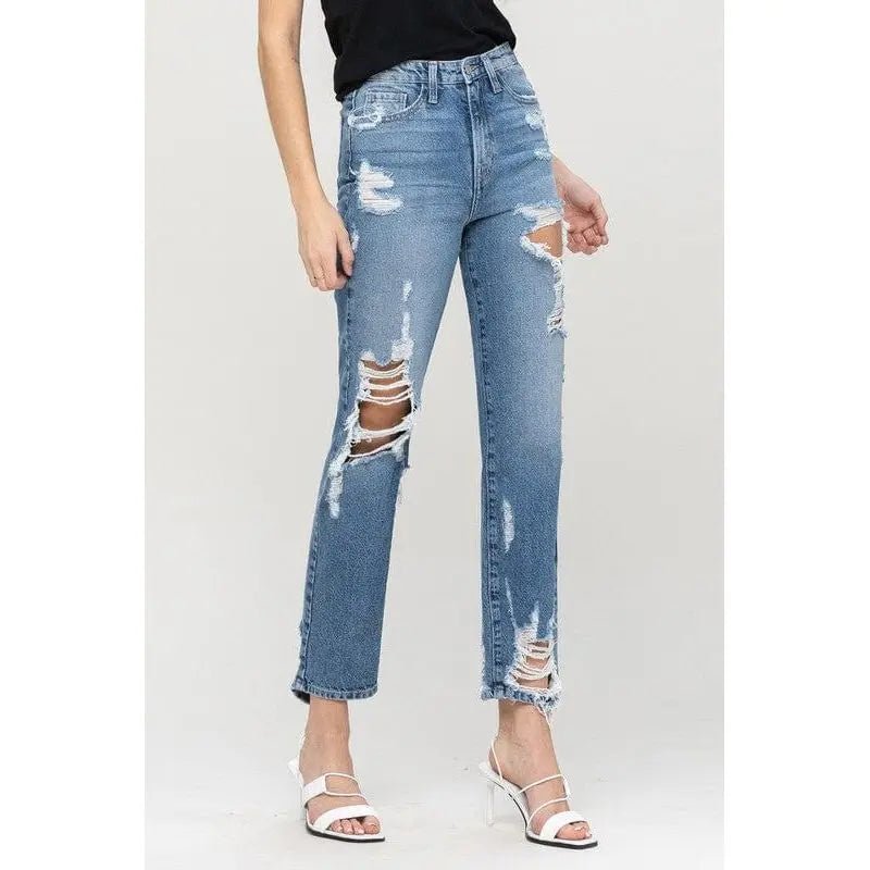 Super high rise tattered ankle straight - LECCE