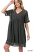 Swiss dot babydoll v - neck dress - LECCE