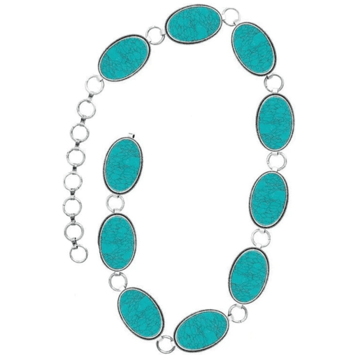Textured oval or trapezoid gemstone chain belt - LECCE