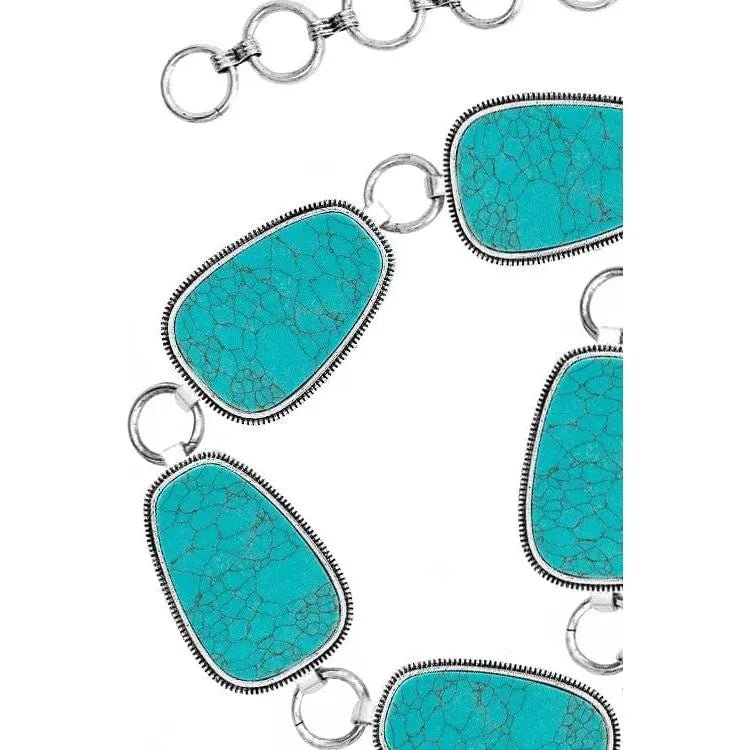 Textured oval or trapezoid gemstone chain belt - LECCE