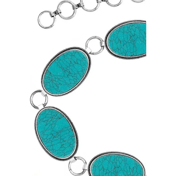 Textured oval or trapezoid gemstone chain belt - LECCE