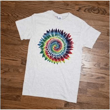 Camiseta de girasol con efecto tie-dye