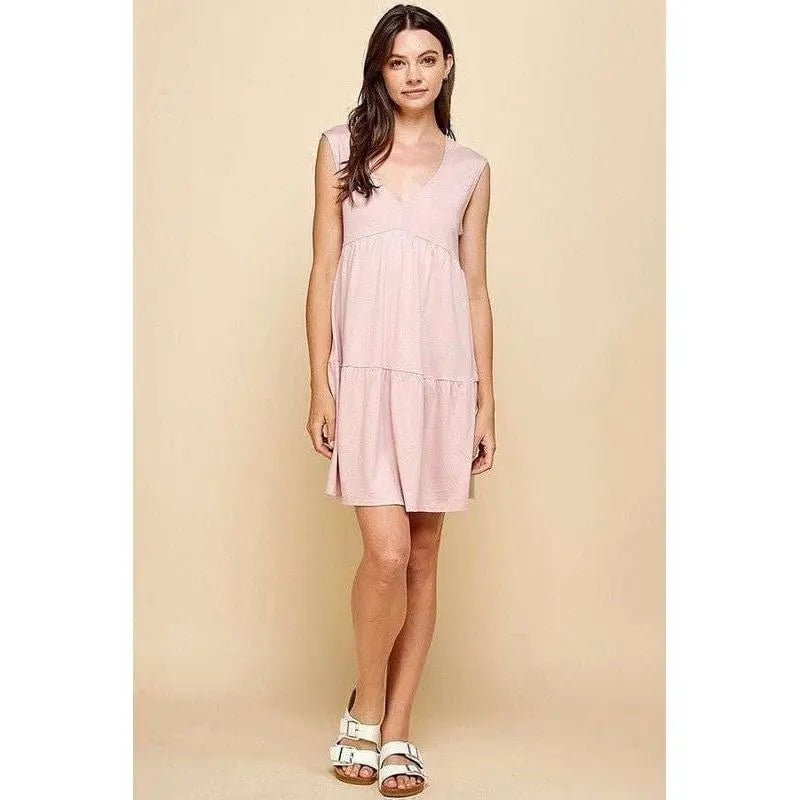 V - neck line skimmer tier dress - LECCE