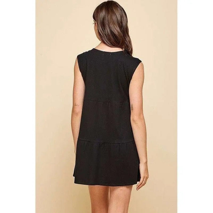 V - neck line skimmer tier dress - LECCE