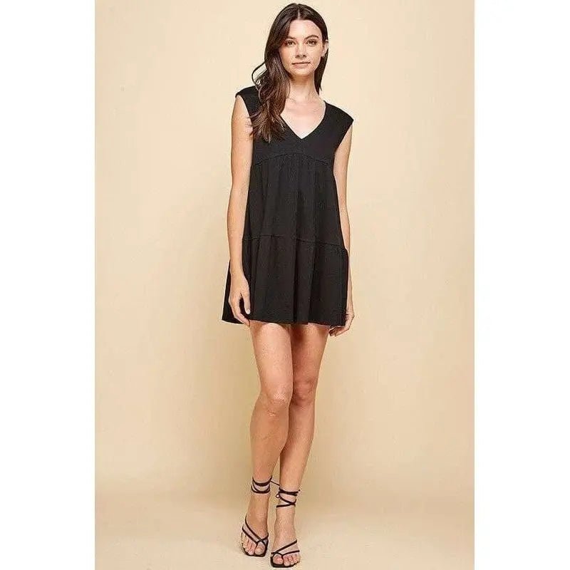 V - neck line skimmer tier dress - LECCE