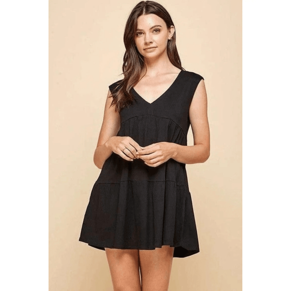 V - neck line skimmer tier dress - LECCE