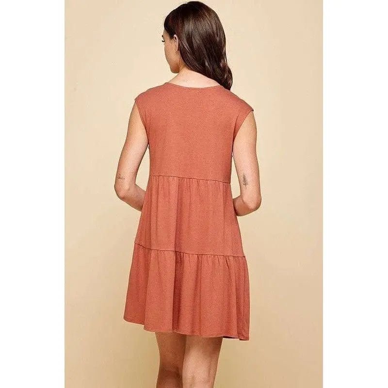 V - neck line skimmer tier dress - LECCE
