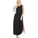 Viscose sleeveless maxi dress side slits pockets - LECCE