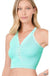Washed Ribbed Cropped Button V - neck Tank Top - LECCE