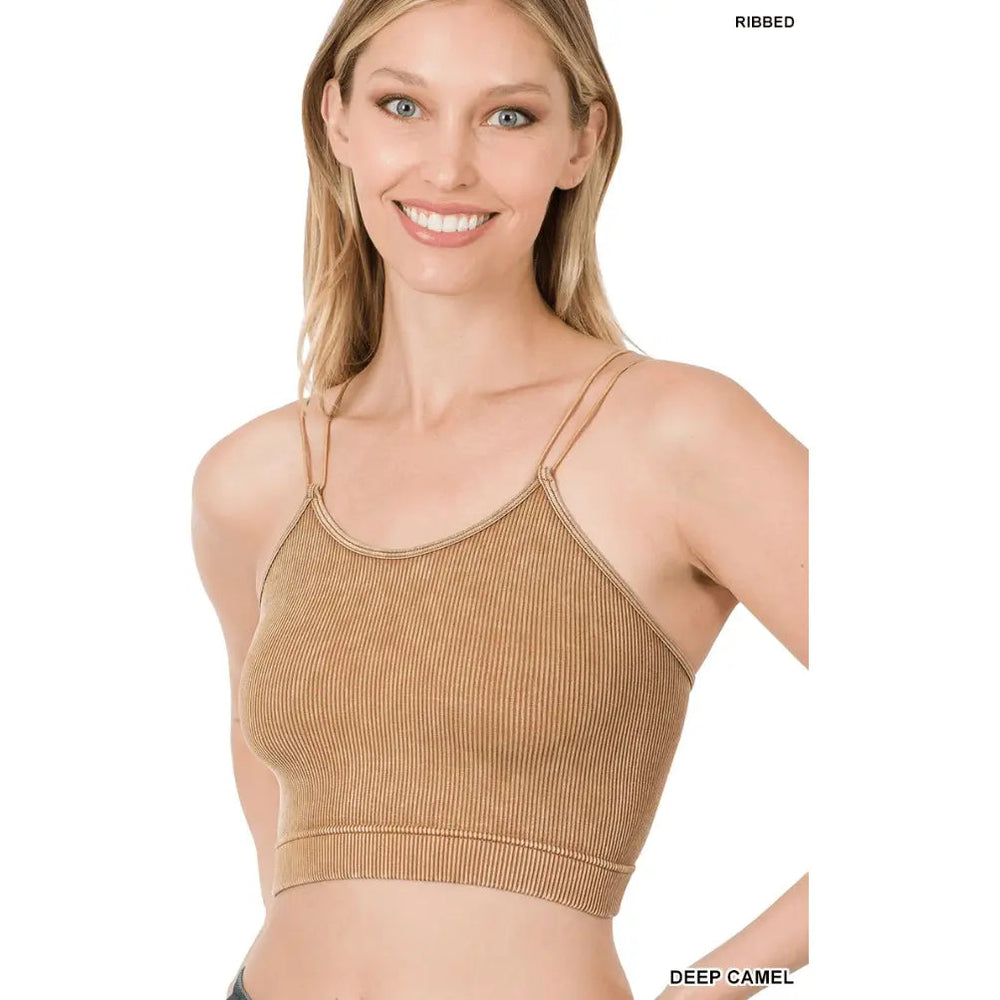 Washed Ribbed Seamless Double Strap Brami - LECCE