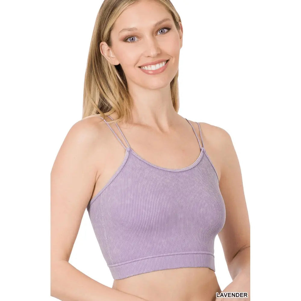 Washed Ribbed Seamless Double Strap Brami - LECCE