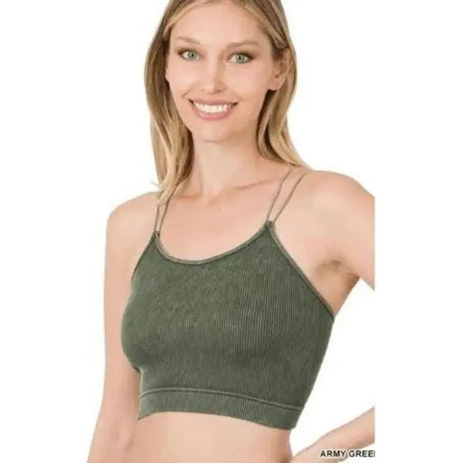 Washed Ribbed Seamless Double Strap Brami - LECCE