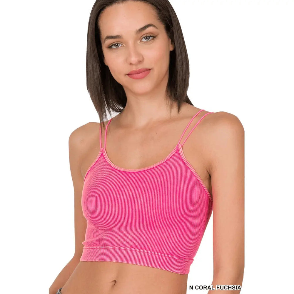 Washed Ribbed Seamless Double Strap Brami - LECCE