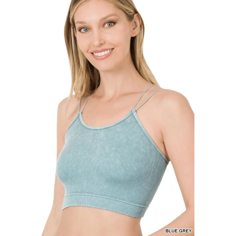 Washed Ribbed Seamless Double Strap Brami - LECCE