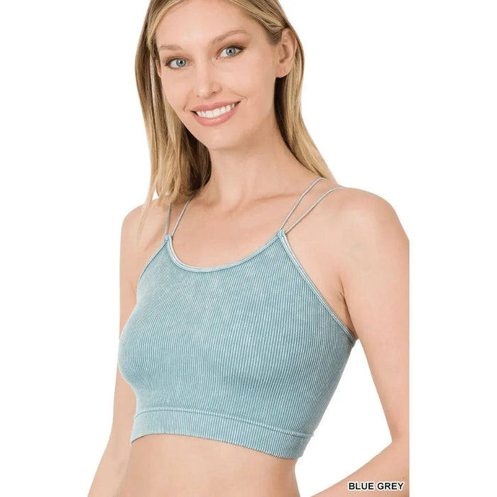 Washed Ribbed Seamless Double Strap Brami - LECCE