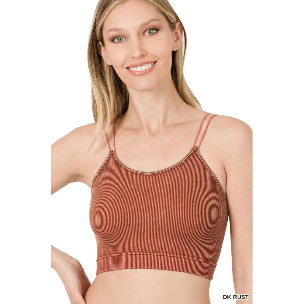 Washed Ribbed Seamless Double Strap Brami - LECCE