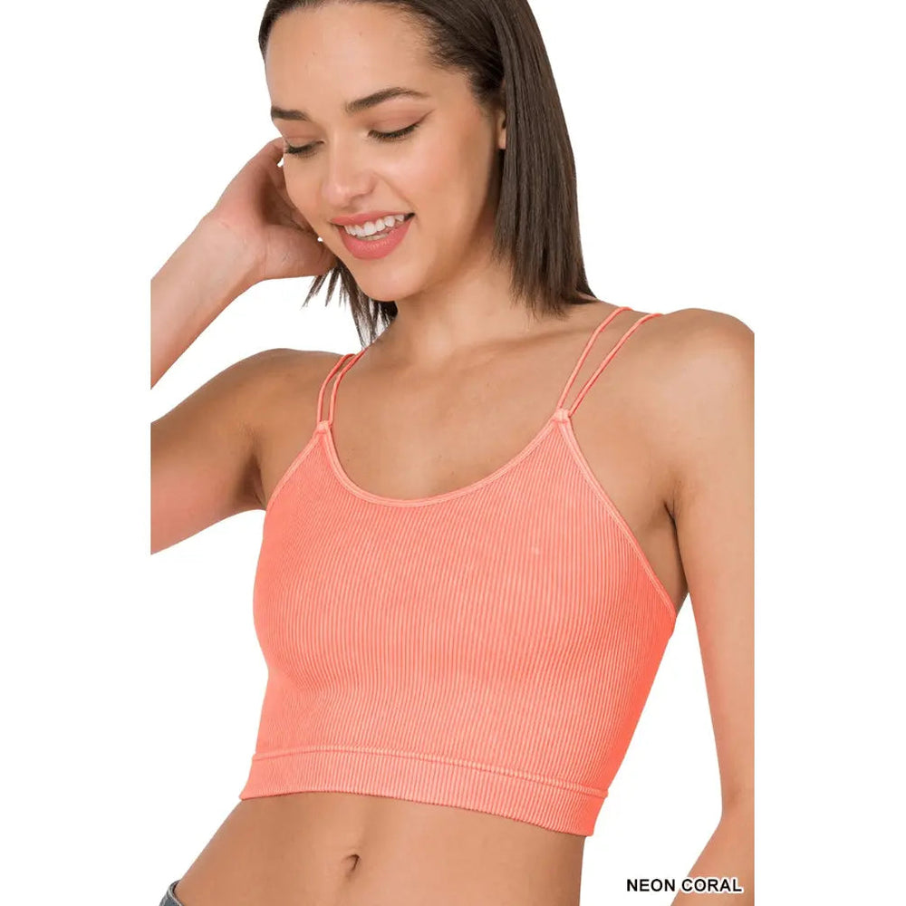 Washed Ribbed Seamless Double Strap Brami - LECCE
