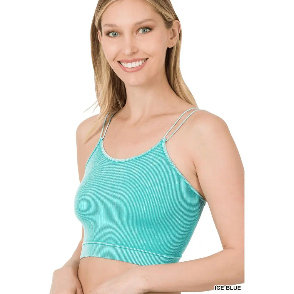 Washed Ribbed Seamless Double Strap Brami - LECCE