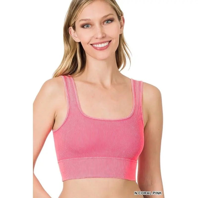 Washed ribbed square neck cropped - LECCE