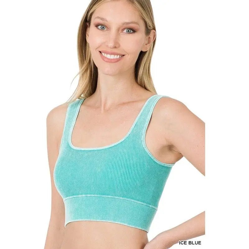 Washed ribbed square neck cropped - LECCE